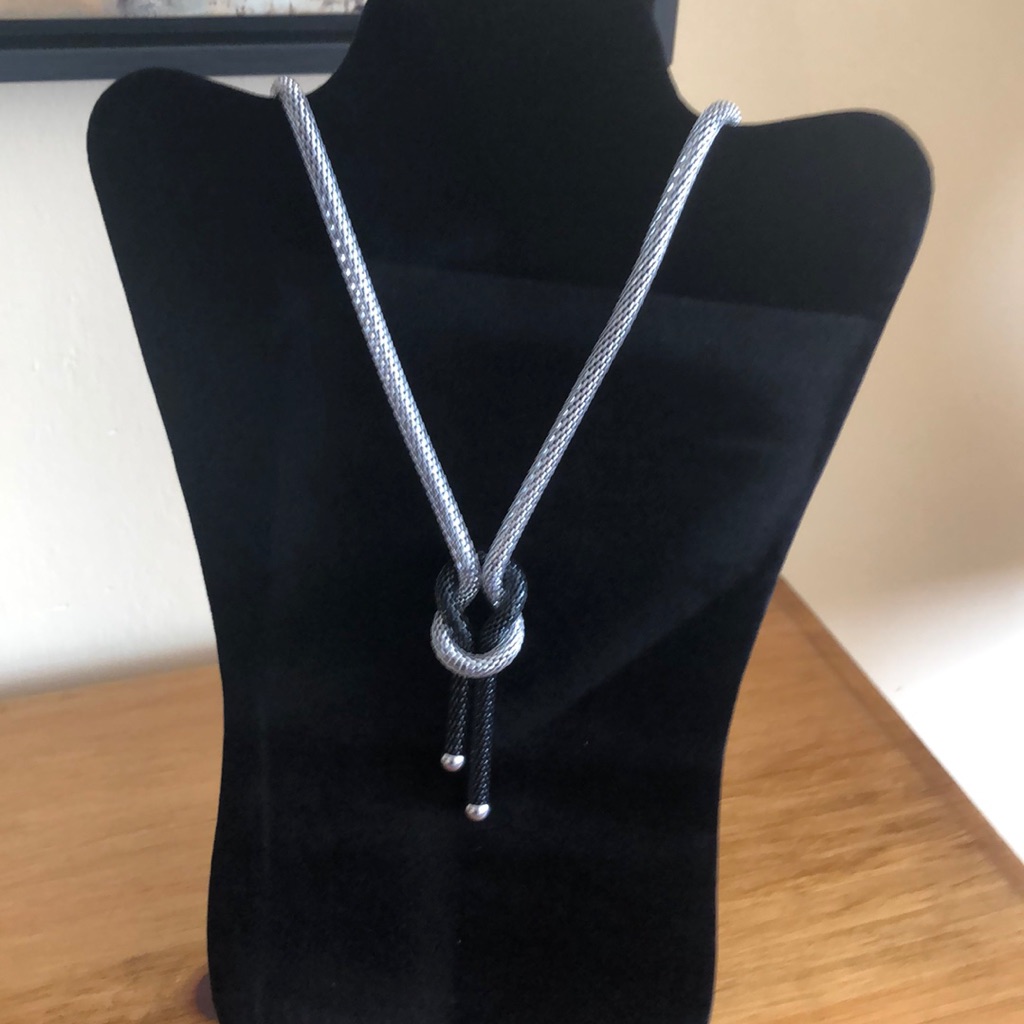 Black And Silver Dual Knot Necklace